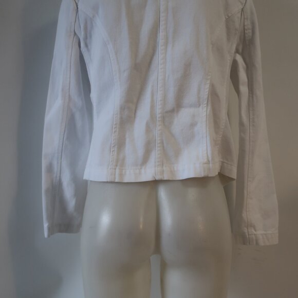 NWT Womens L'Agence Wayne White Cropped Double Breasted Denim Blazer Jacket L - Picture 12 of 13